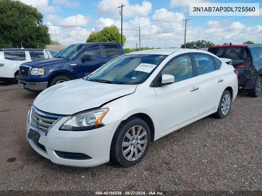 2013 Nissan Sentra S VIN: 3N1AB7AP3DL725560 Lot: 40186539