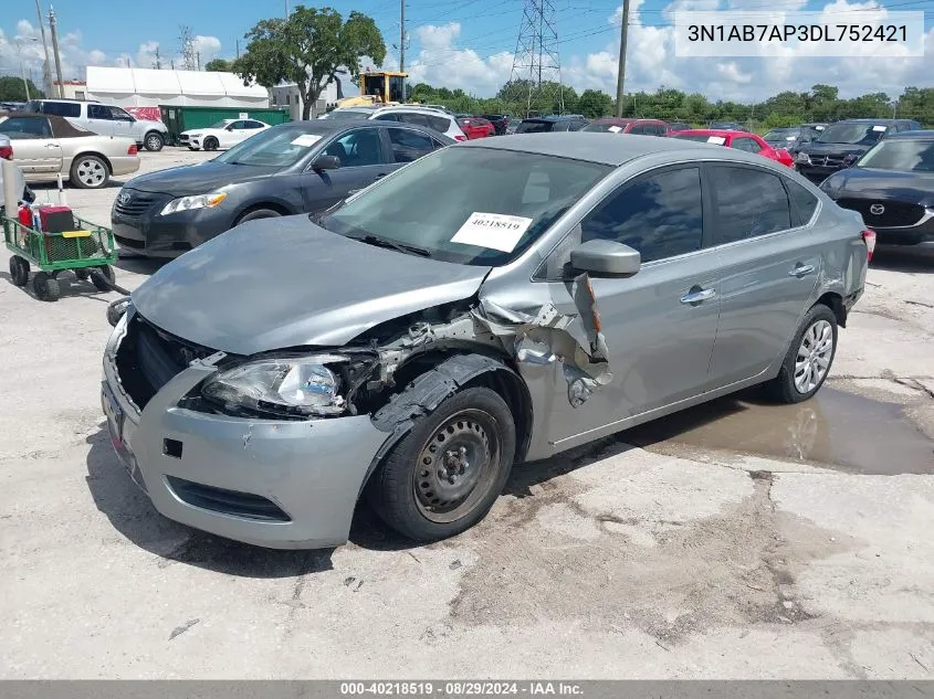 2013 Nissan Sentra Sv VIN: 3N1AB7AP3DL752421 Lot: 40218519