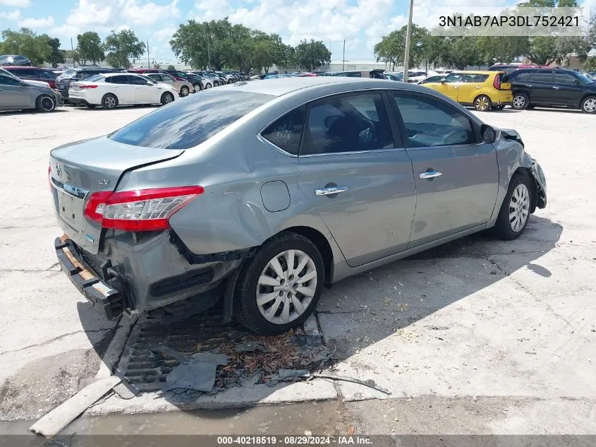 2013 Nissan Sentra Sv VIN: 3N1AB7AP3DL752421 Lot: 40218519