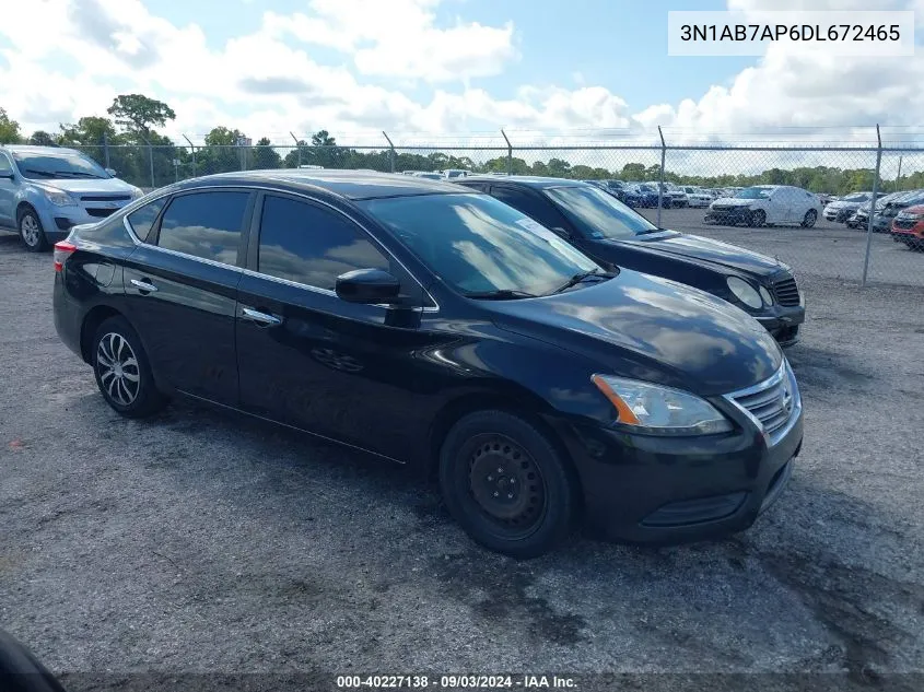 2013 Nissan Sentra Sv VIN: 3N1AB7AP6DL672465 Lot: 40227138