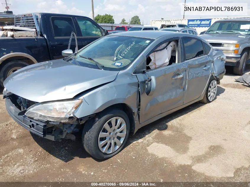 2013 Nissan Sentra S VIN: 3N1AB7AP9DL786931 Lot: 40270065