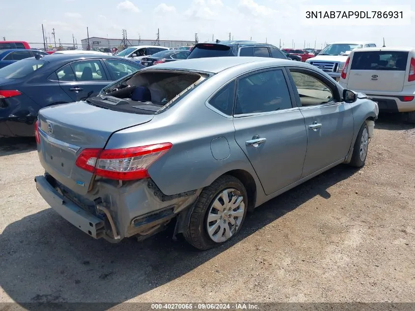 2013 Nissan Sentra S VIN: 3N1AB7AP9DL786931 Lot: 40270065