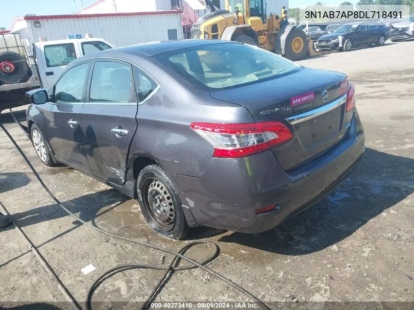 2013 Nissan Sentra Sv VIN: 3N1AB7AP8DL718491 Lot: 40273410