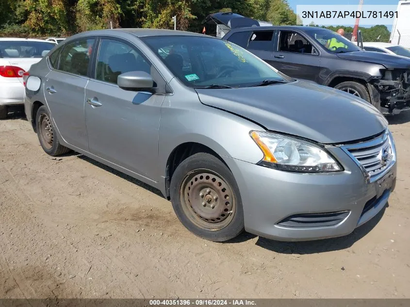 2013 Nissan Sentra S/Sv/Sr/Sl VIN: 3N1AB7AP4DL781491 Lot: 40351396