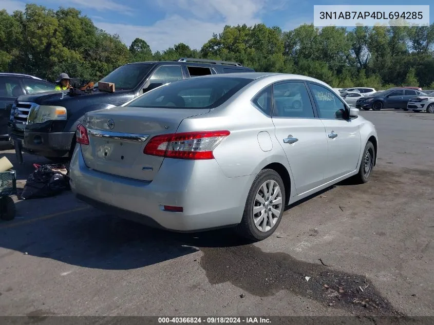 2013 Nissan Sentra Sv VIN: 3N1AB7AP4DL694285 Lot: 40366824