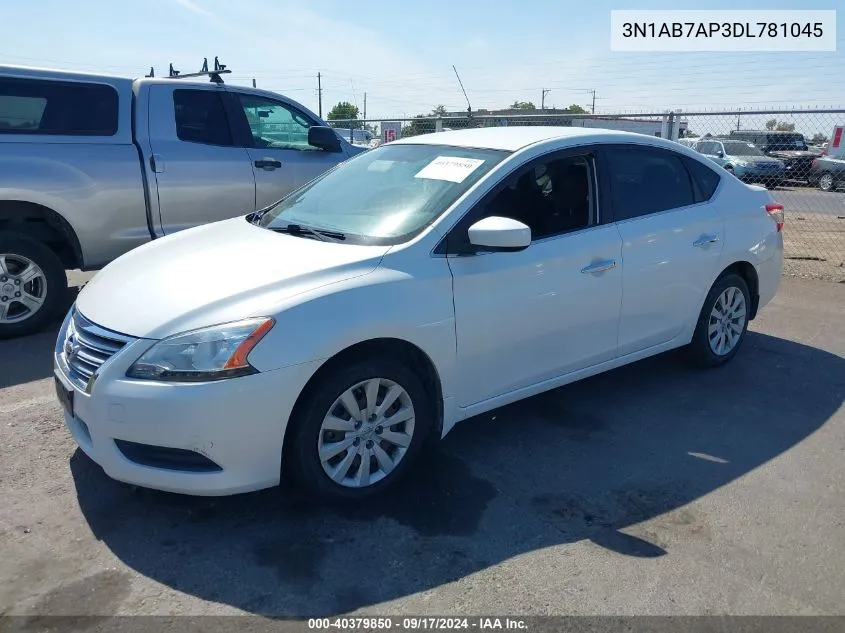 2013 Nissan Sentra Sv VIN: 3N1AB7AP3DL781045 Lot: 40379850