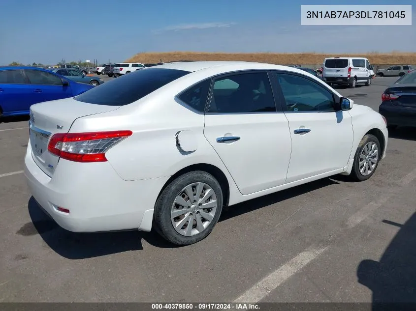 2013 Nissan Sentra Sv VIN: 3N1AB7AP3DL781045 Lot: 40379850