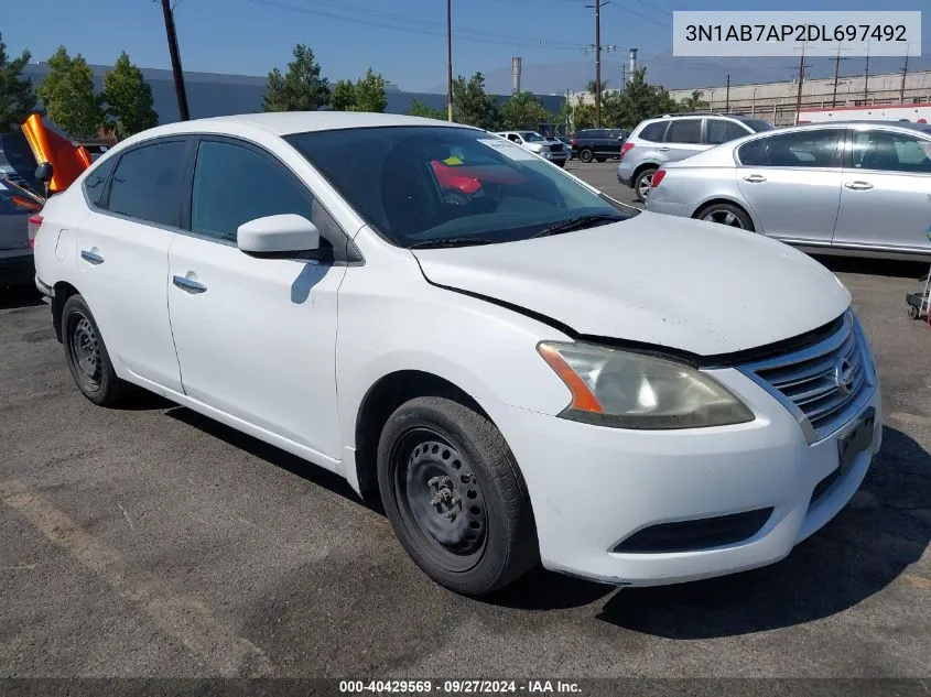 2013 Nissan Sentra Sv VIN: 3N1AB7AP2DL697492 Lot: 40429569