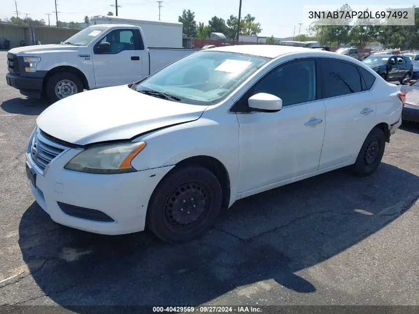 2013 Nissan Sentra Sv VIN: 3N1AB7AP2DL697492 Lot: 40429569