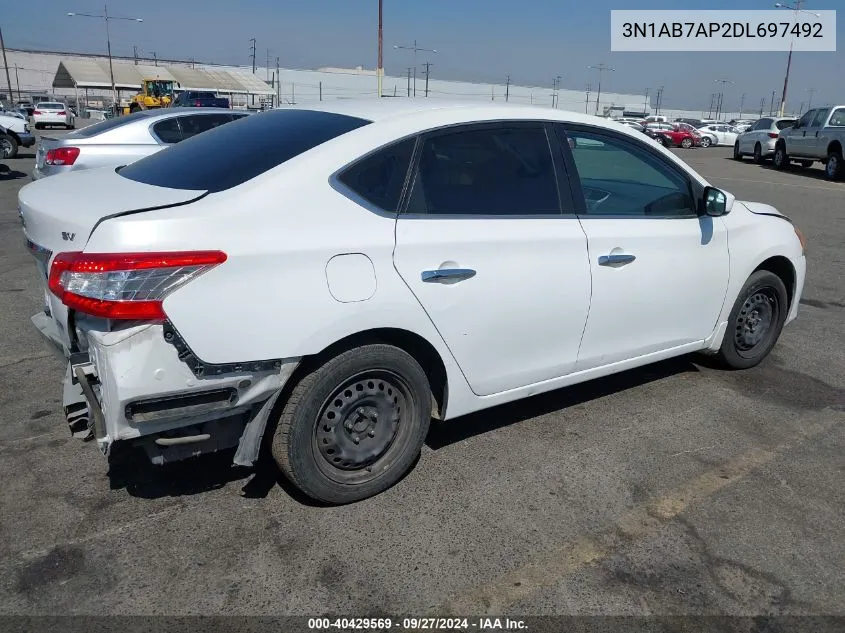 2013 Nissan Sentra Sv VIN: 3N1AB7AP2DL697492 Lot: 40429569