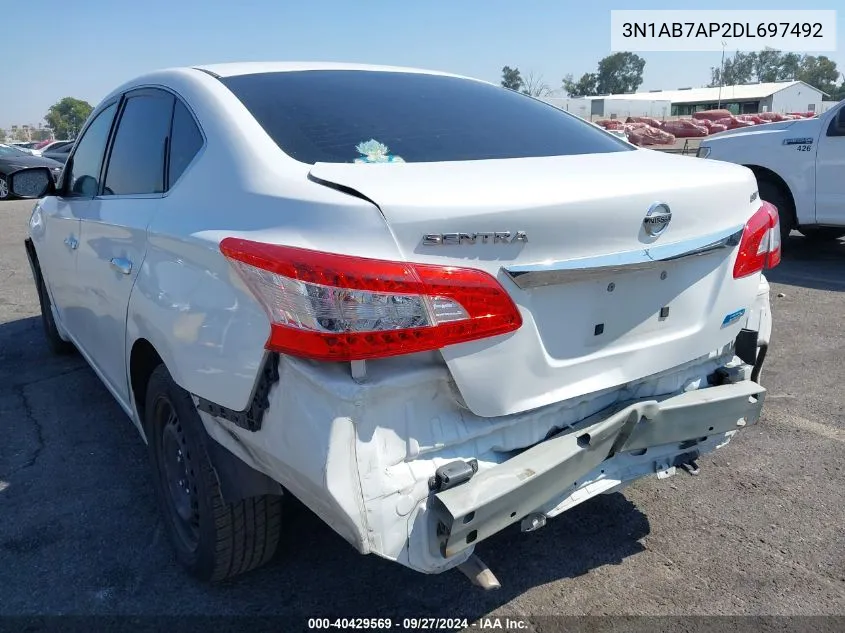 2013 Nissan Sentra Sv VIN: 3N1AB7AP2DL697492 Lot: 40429569