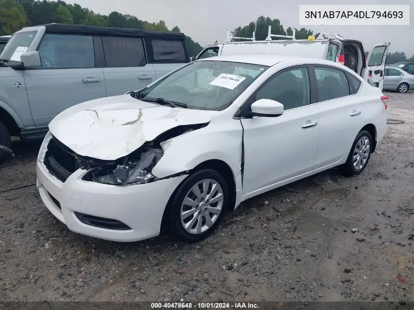 2013 Nissan Sentra S/Sv/Sr/Sl VIN: 3N1AB7AP4DL794693 Lot: 40478648