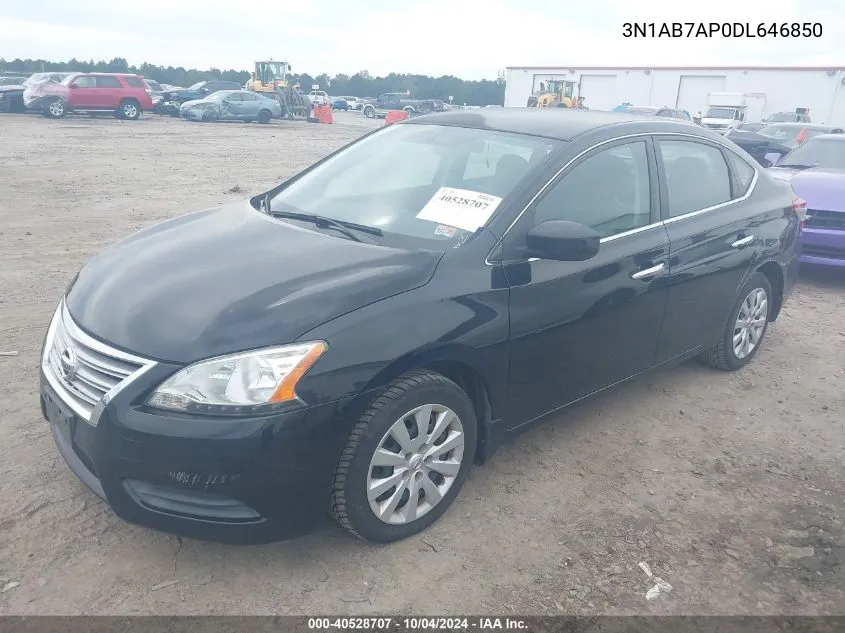 2013 Nissan Sentra Sv VIN: 3N1AB7AP0DL646850 Lot: 40528707