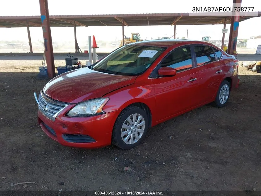 2013 Nissan Sentra S VIN: 3N1AB7AP6DL758777 Lot: 40612524