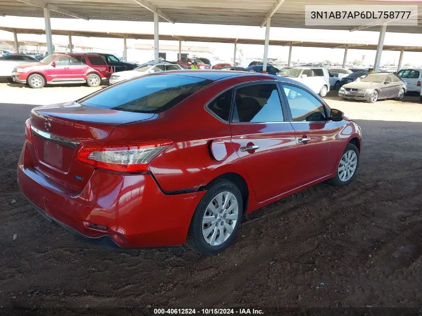 2013 Nissan Sentra S VIN: 3N1AB7AP6DL758777 Lot: 40612524