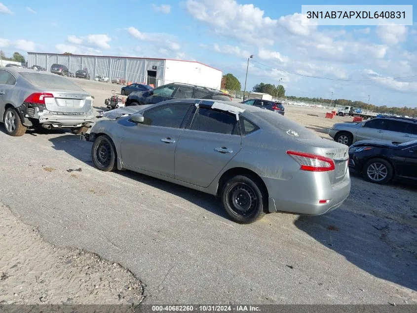 2013 Nissan Sentra Sv VIN: 3N1AB7APXDL640831 Lot: 40682260