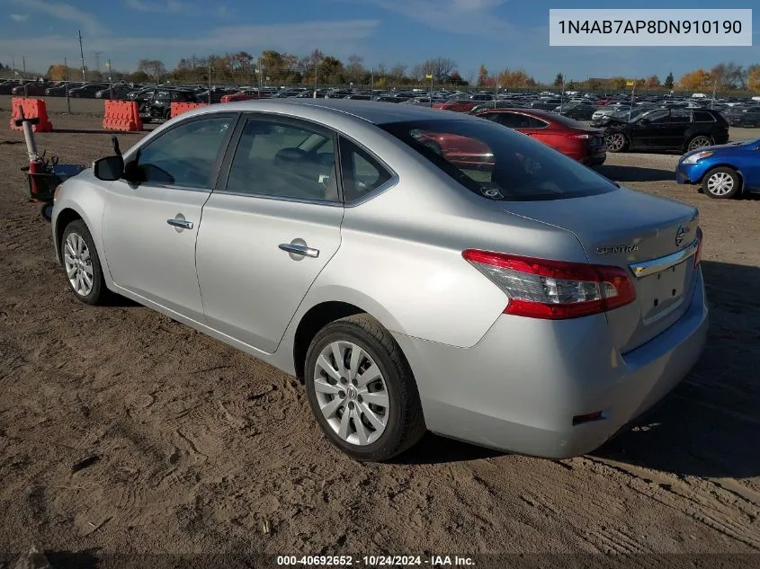 2013 Nissan Sentra Sv VIN: 1N4AB7AP8DN910190 Lot: 40692652