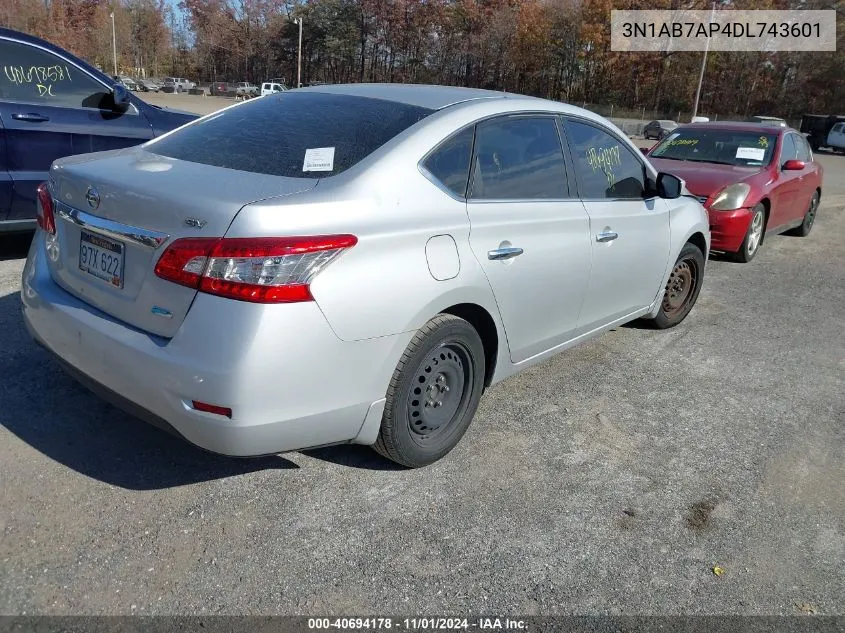 2013 Nissan Sentra Sv VIN: 3N1AB7AP4DL743601 Lot: 40694178