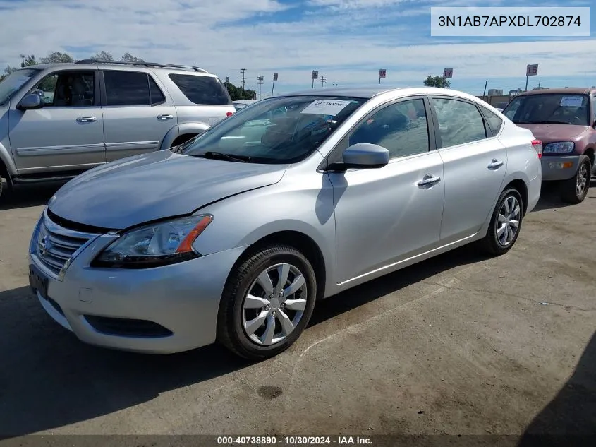 2013 Nissan Sentra Sv VIN: 3N1AB7APXDL702874 Lot: 40738890