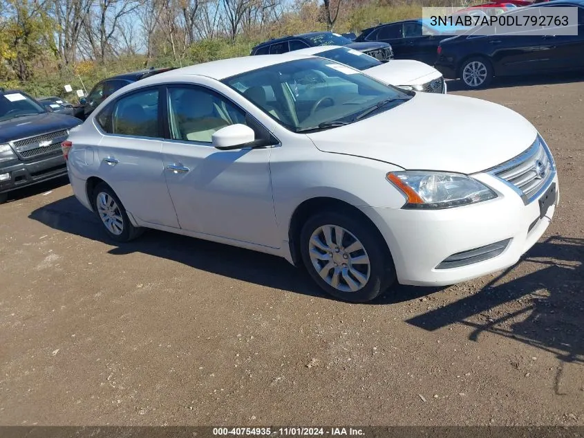 2013 Nissan Sentra Sv VIN: 3N1AB7AP0DL792763 Lot: 40754935