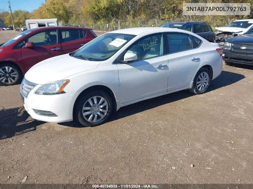 2013 Nissan Sentra Sv VIN: 3N1AB7AP0DL792763 Lot: 40754935