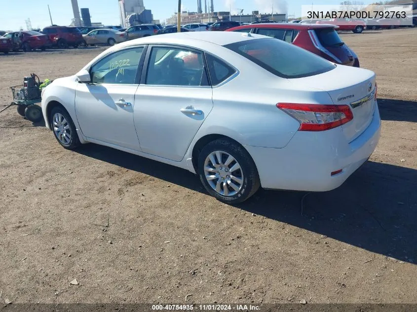 2013 Nissan Sentra Sv VIN: 3N1AB7AP0DL792763 Lot: 40754935