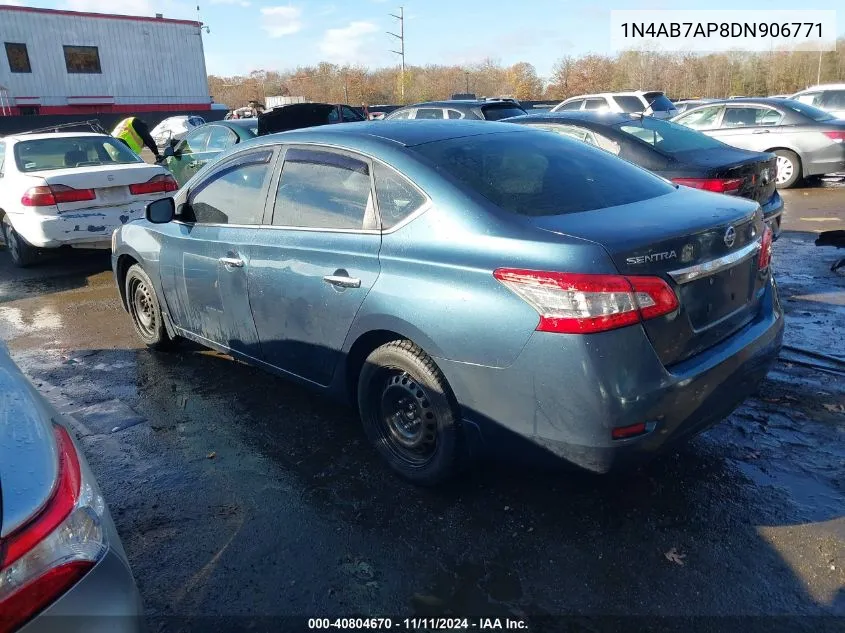 2013 Nissan Sentra Sv VIN: 1N4AB7AP8DN906771 Lot: 40804670