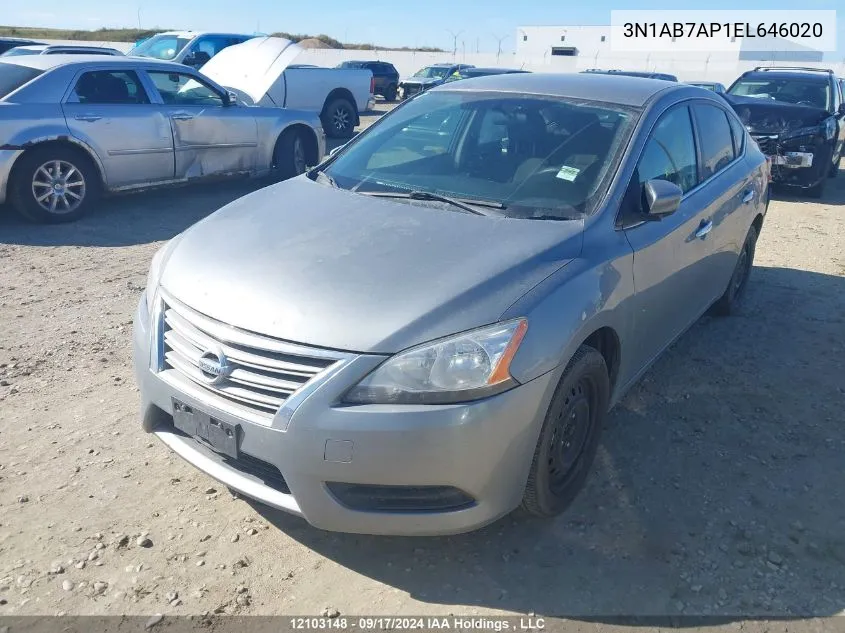 2014 Nissan Sentra VIN: 3N1AB7AP1EL646020 Lot: 12103148