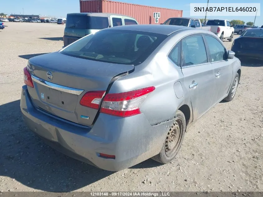 3N1AB7AP1EL646020 2014 Nissan Sentra