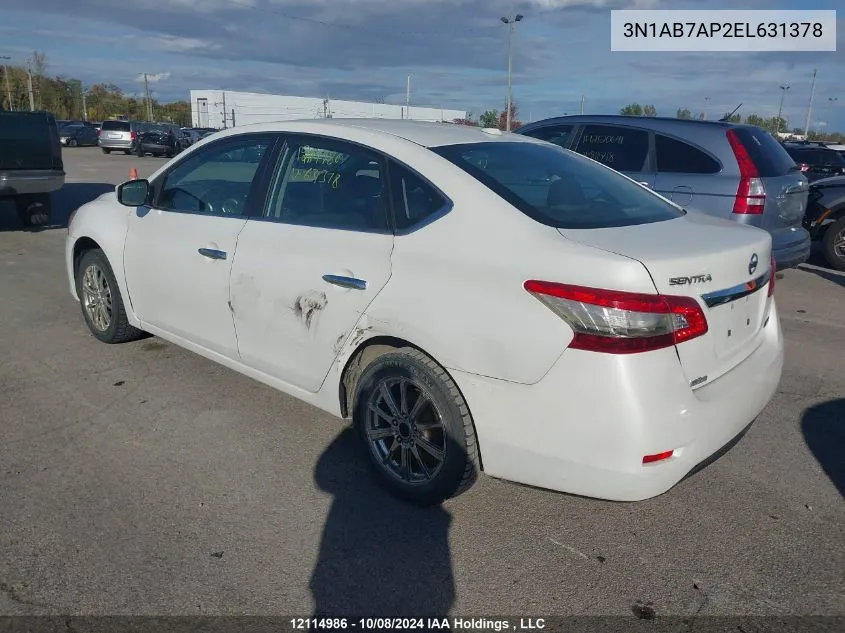 2014 Nissan Sentra VIN: 3N1AB7AP2EL631378 Lot: 12114986