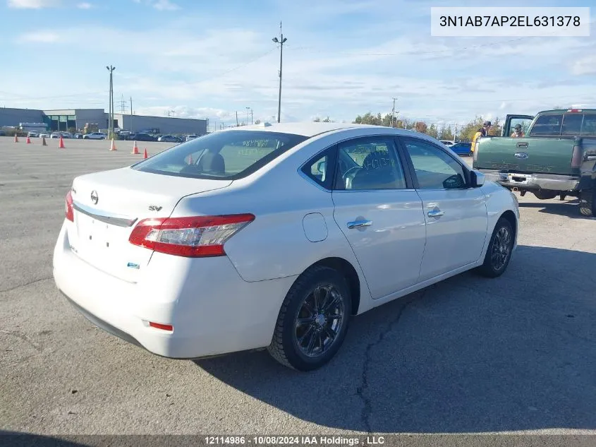 2014 Nissan Sentra VIN: 3N1AB7AP2EL631378 Lot: 12114986