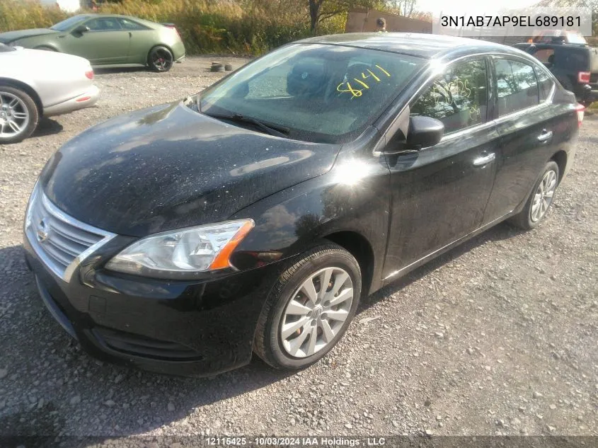 2014 Nissan Sentra S/Sv/Sr/Sl VIN: 3N1AB7AP9EL689181 Lot: 12115425