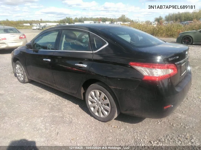 2014 Nissan Sentra S/Sv/Sr/Sl VIN: 3N1AB7AP9EL689181 Lot: 12115425