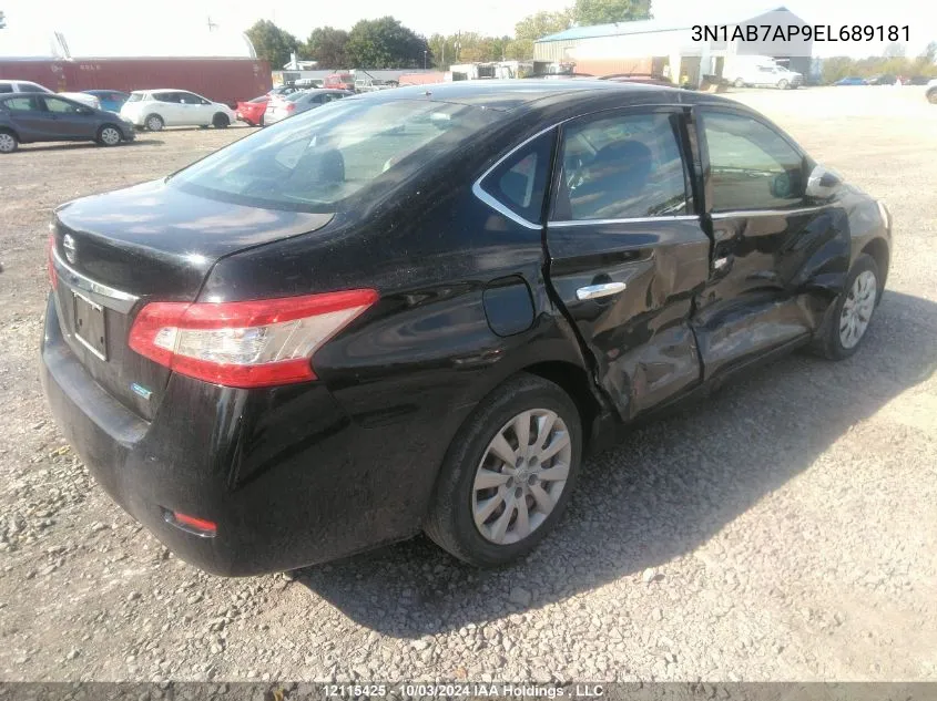 2014 Nissan Sentra S/Sv/Sr/Sl VIN: 3N1AB7AP9EL689181 Lot: 12115425