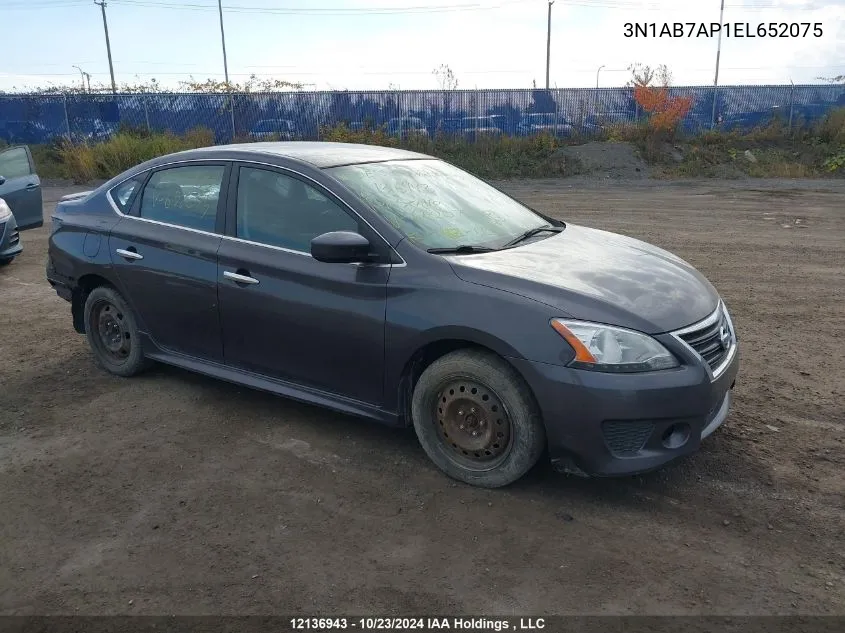 2014 Nissan Sentra VIN: 3N1AB7AP1EL652075 Lot: 12136943