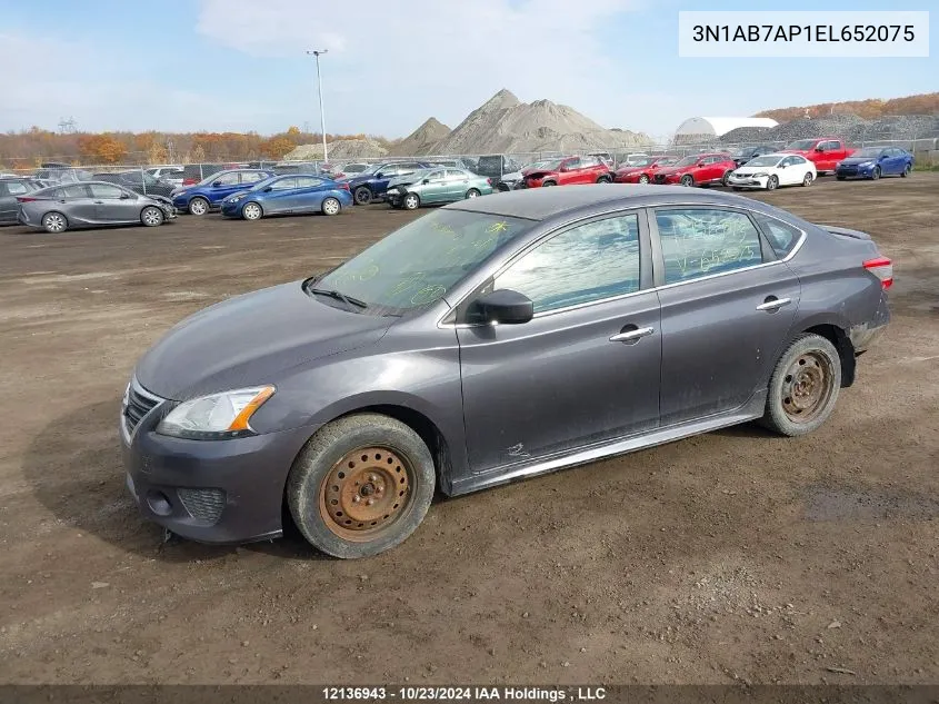 2014 Nissan Sentra VIN: 3N1AB7AP1EL652075 Lot: 12136943