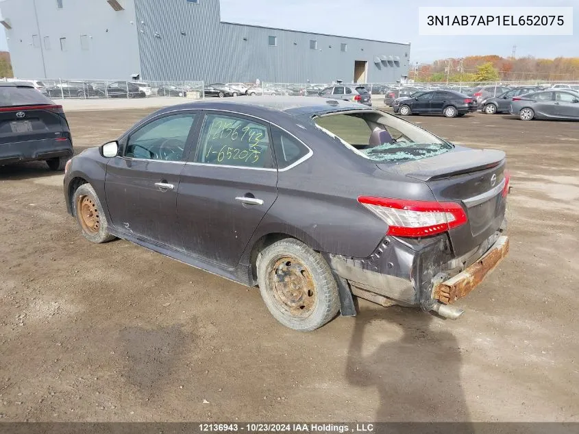 2014 Nissan Sentra VIN: 3N1AB7AP1EL652075 Lot: 12136943