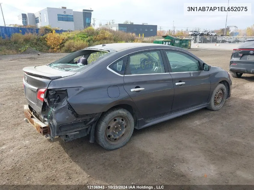 2014 Nissan Sentra VIN: 3N1AB7AP1EL652075 Lot: 12136943