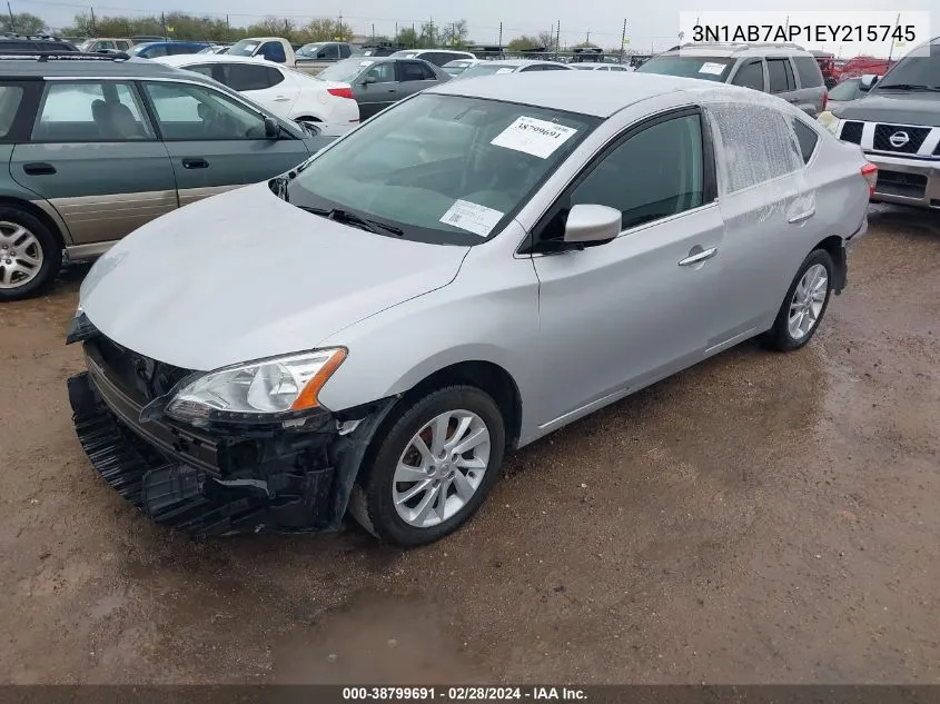 2014 Nissan Sentra Sv VIN: 3N1AB7AP1EY215745 Lot: 38799691