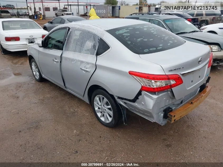 2014 Nissan Sentra Sv VIN: 3N1AB7AP1EY215745 Lot: 38799691