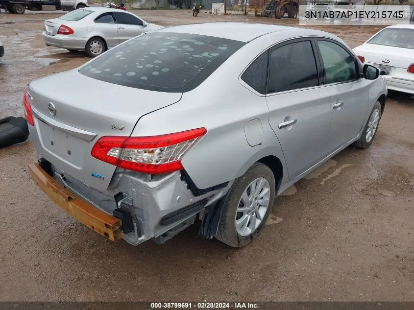 2014 Nissan Sentra Sv VIN: 3N1AB7AP1EY215745 Lot: 38799691