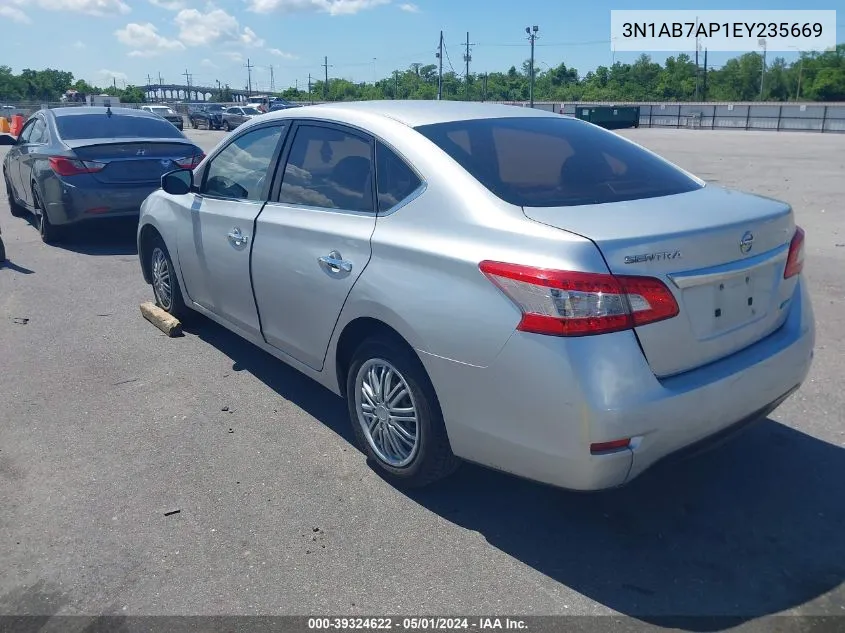 2014 Nissan Sentra S VIN: 3N1AB7AP1EY235669 Lot: 39324622