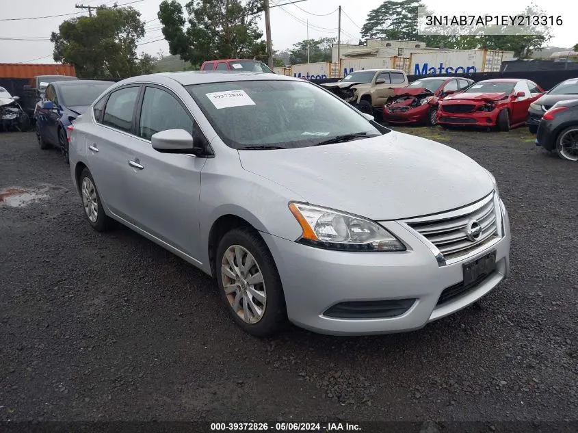 2014 Nissan Sentra Fe+ S/Fe+ Sv/S/Sl/Sr/Sv VIN: 3N1AB7AP1EY213316 Lot: 39372826