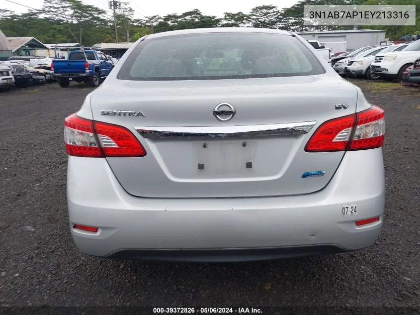 3N1AB7AP1EY213316 2014 Nissan Sentra Fe+ S/Fe+ Sv/S/Sl/Sr/Sv