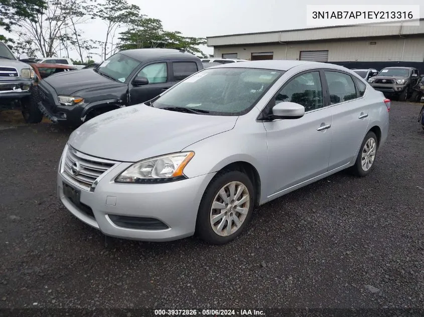 2014 Nissan Sentra Fe+ S/Fe+ Sv/S/Sl/Sr/Sv VIN: 3N1AB7AP1EY213316 Lot: 39372826