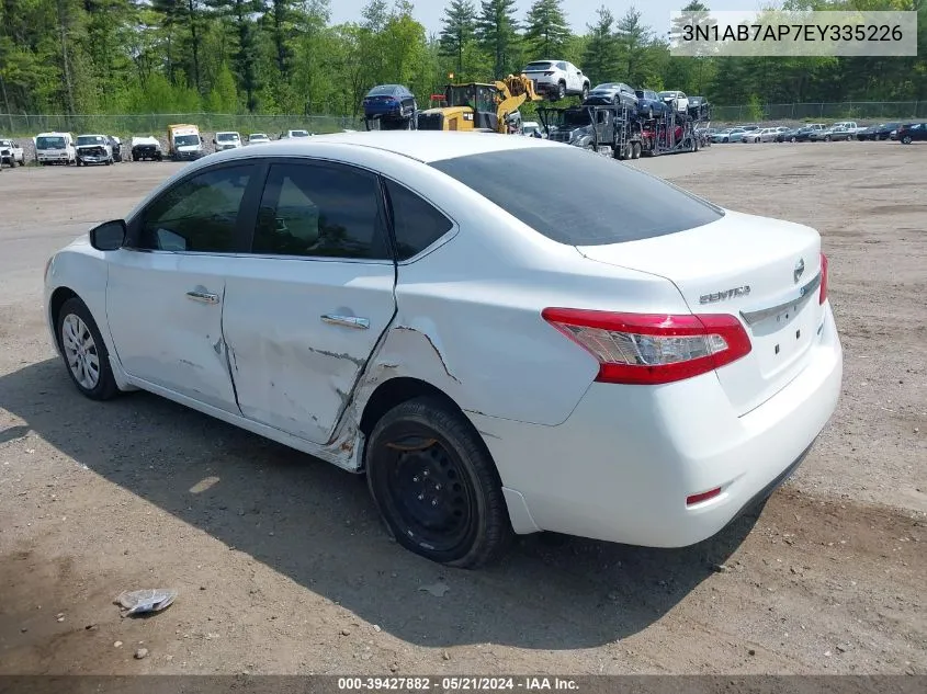 2014 Nissan Sentra S VIN: 3N1AB7AP7EY335226 Lot: 39427882