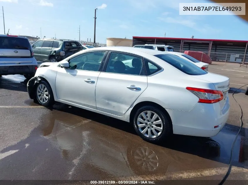 2014 Nissan Sentra Fe+ S/Fe+ Sv/S/Sl/Sr/Sv VIN: 3N1AB7AP7EL649293 Lot: 39512189