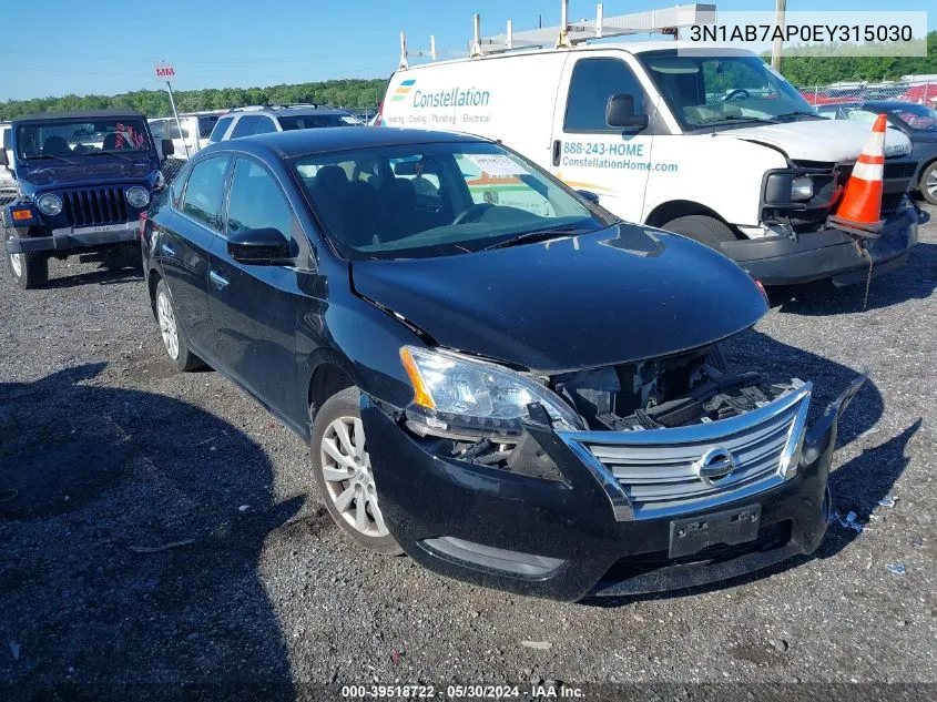 2014 Nissan Sentra S VIN: 3N1AB7AP0EY315030 Lot: 39518722