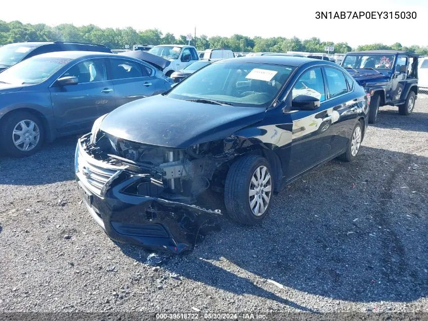 2014 Nissan Sentra S VIN: 3N1AB7AP0EY315030 Lot: 39518722