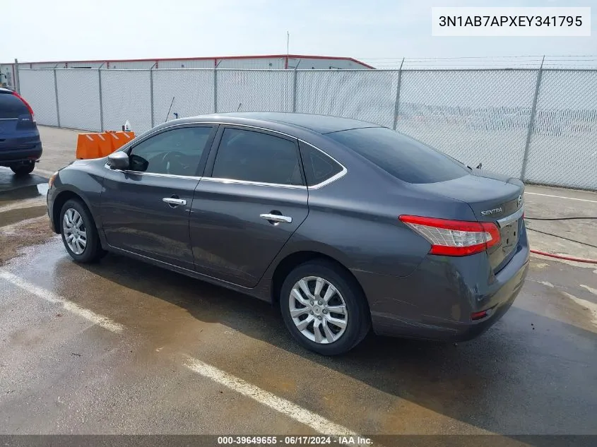 2014 Nissan Sentra S VIN: 3N1AB7APXEY341795 Lot: 39649655